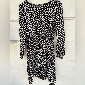 J Crew Factory Navy and Cream Heart Dress .